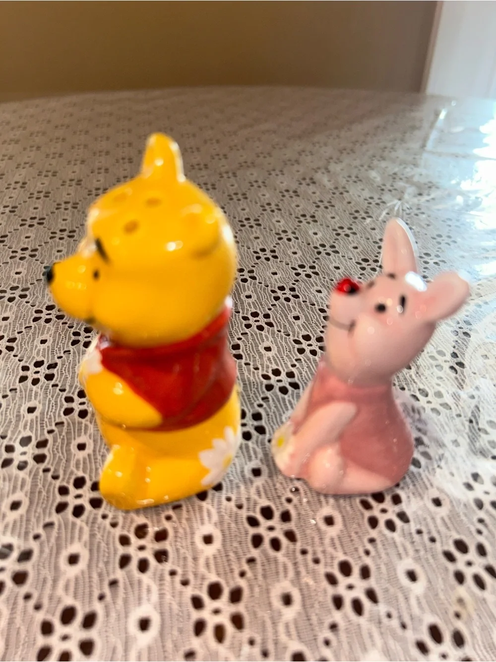 Winnie-the-Pooh and Piglet Floral Ceramic Salt and Pepper Set